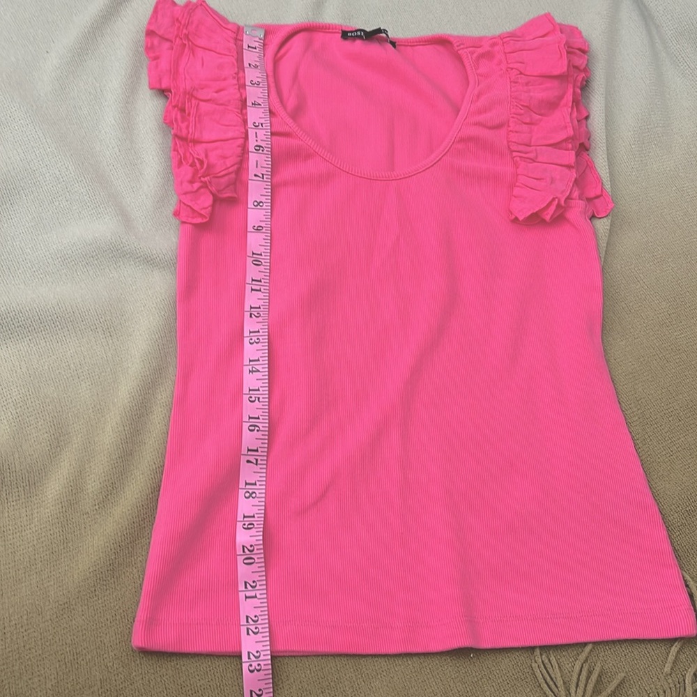 Boston Proper Linen Ruffle Ribbed Top - Picture 9 of 11